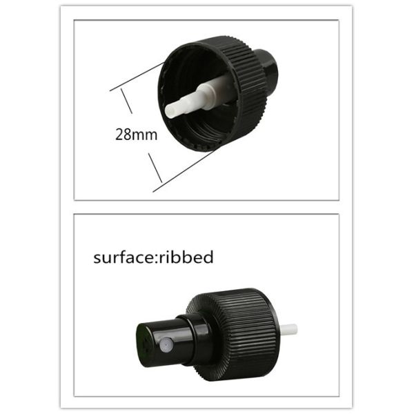 Plastic Ribbed Perfume Pump Sprayer 28/410 Black / White Color For Bottles