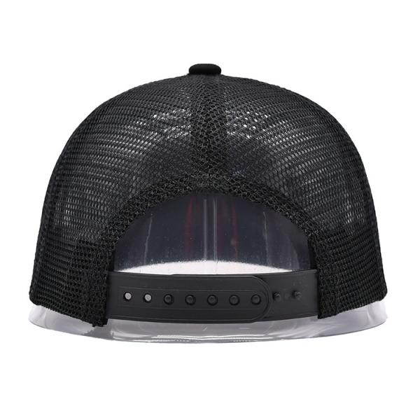 Boné de malha com aba plana e 2 ilhós Boné de caminhoneiro moderno e elegante ajustável Snapback chapéu de malha nas costas para homens e mulheres