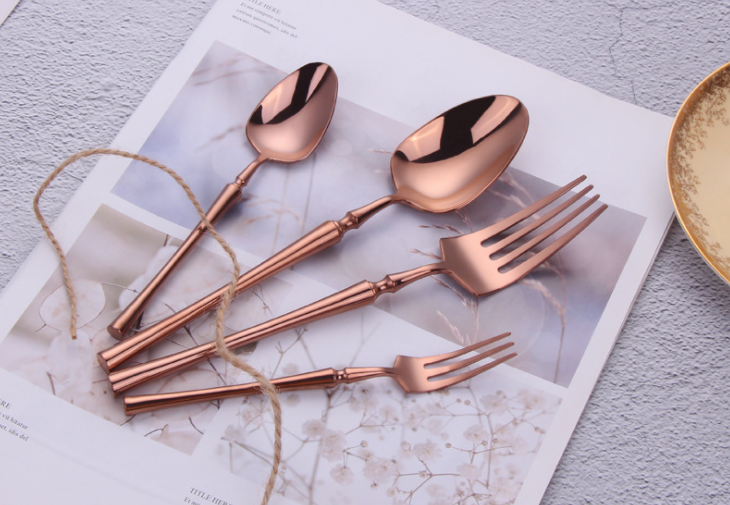 NEWTO NC021 Stainless Steel Cutlery Set Rose Gold Mirror Polish  Le posate  Talheres