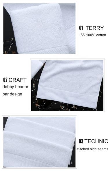 Comfort Hotel Luxury Jacquard Toalha de banho branco 100% algodão Toalha de praia grande para OEM
