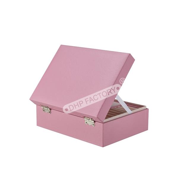 Chic Leather Large Jewelry Box Packaging With Dividers For Rings Earrings