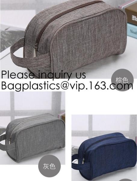 Cosmetic Toiletry Bag Mens Canvas Leather Travel Kit Wash Makeup Bag,organic cotton canvas makeup bag with zipper make-u
