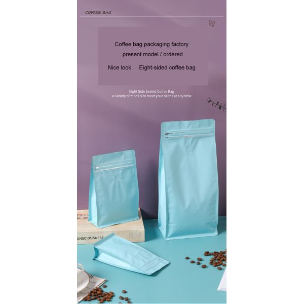 Arrivées 8 sacs à café en aluminium avec vanne et fermeture à glissière