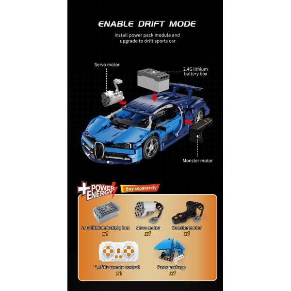 LEGO Compatible Electric Sports Car Building Block Toy 30m Remote Distance for Ages 14 Up