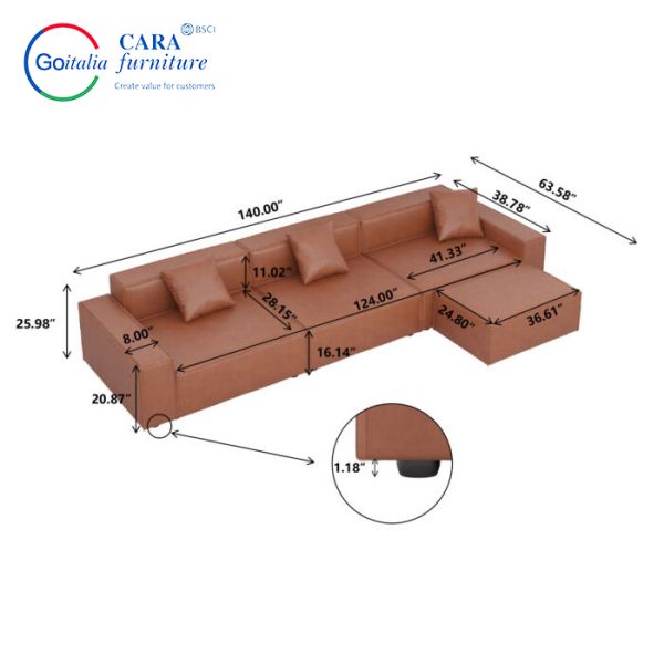 Customize Modern Combination Furniture Business Minimalist Style Living Room Villa Hotel Luxury Leather Sofa
