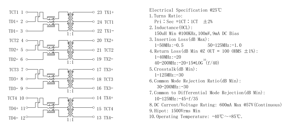 Модули трансформатора основания-T 1A POE TG5G-HP10NZ5IF 24Pin 5G