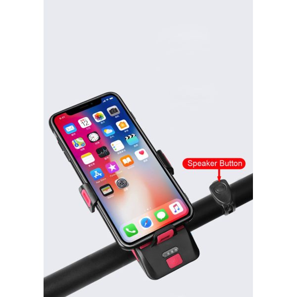 USB Rechargeable LED Bike Headlight Bike Horn Phone Holder Powerbank for Night Riding