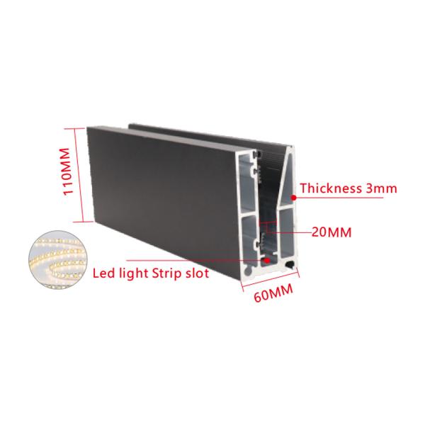 W60*110mm Led Light Glass Fixed Aluminum U Channel Base para Barrancos de Vidro Temperado