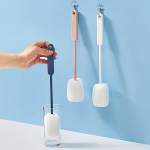 3色 引換可能 シンプル ガラス 水瓶 クリーン スポンジ カップ ブラシ 長柄 家用 キッチン クリーニング ツール