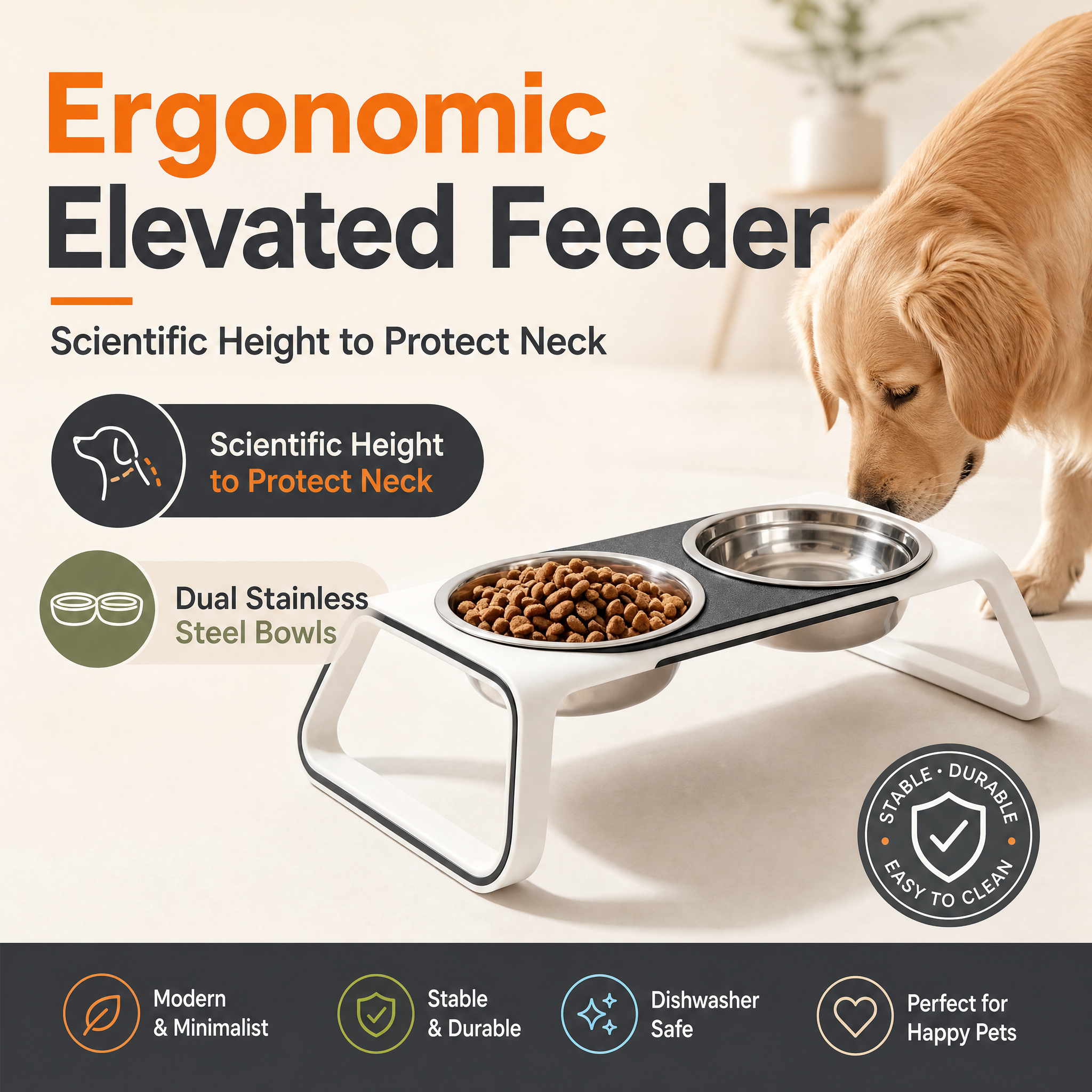 Detachable Stainless Steel Bowl Anti Slip Non Toxic 3D Printed Pet Accessories
