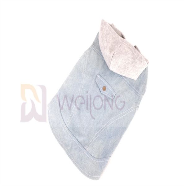 Cotton Denim Puppy Hoodie Blue Vintage Washed Clothes XS-XL