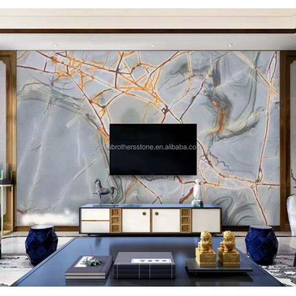 Blue Roma Quartzite Big Slab Suitable for Hotel Interior Wall and Kitchen Countertop