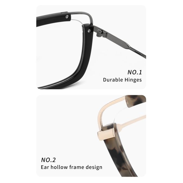 Рамки Очки Unisex квадратных стекел металла ацетата плоские верхние большие