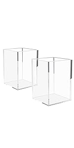 Acrylic Pen Holder 2 Pack,Clear Desktop Pencil Cup Stationery Organizer For Office Desk Accessory -Round