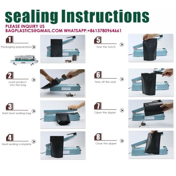 Resealable Pouch Bag Self-Standing Food Storage Bag Packaging Nut Snack Dry Fruit Bag