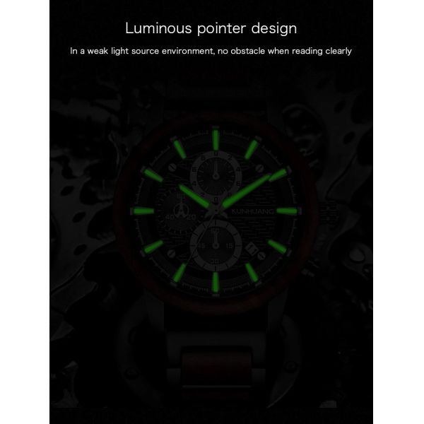 220mm Luminous 3ATM Waterproof Wooden Quartz Watch