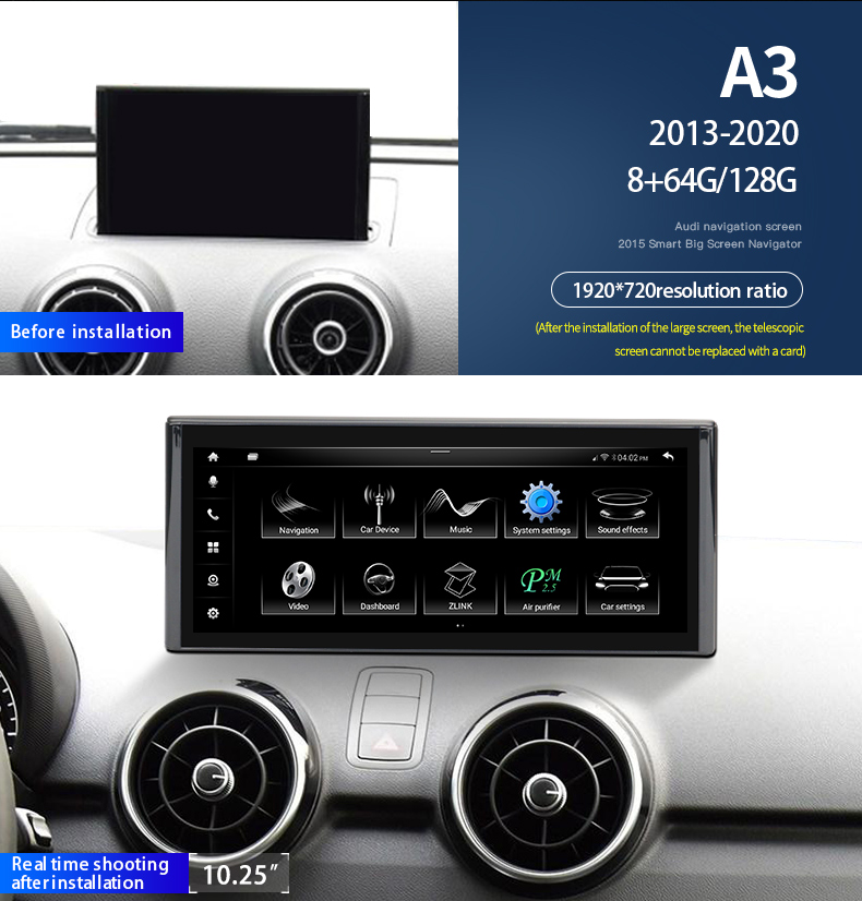 10,25-дюймовое автомобильное радио Android Audi A3 8p Android с автомагнитолой