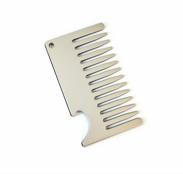 Custom cool innovative men gift, engraved stainless steel credit card sized comb bottle opener