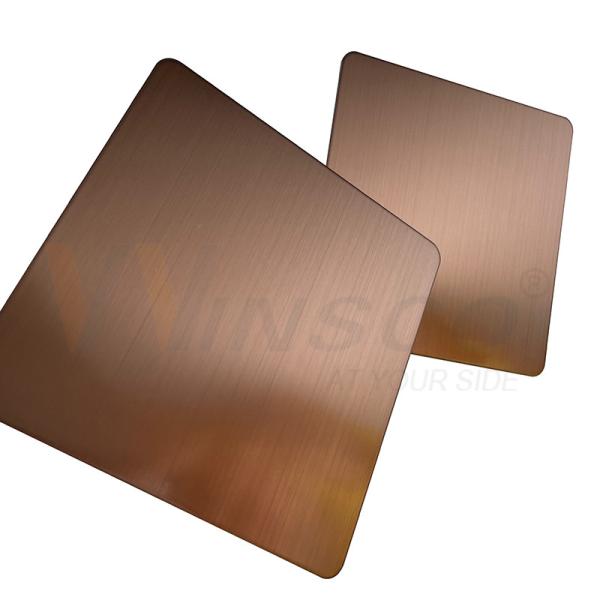 Anti Finger Copper Color Hairline Finish Stainless Steel Sheet For Panel Ornamental