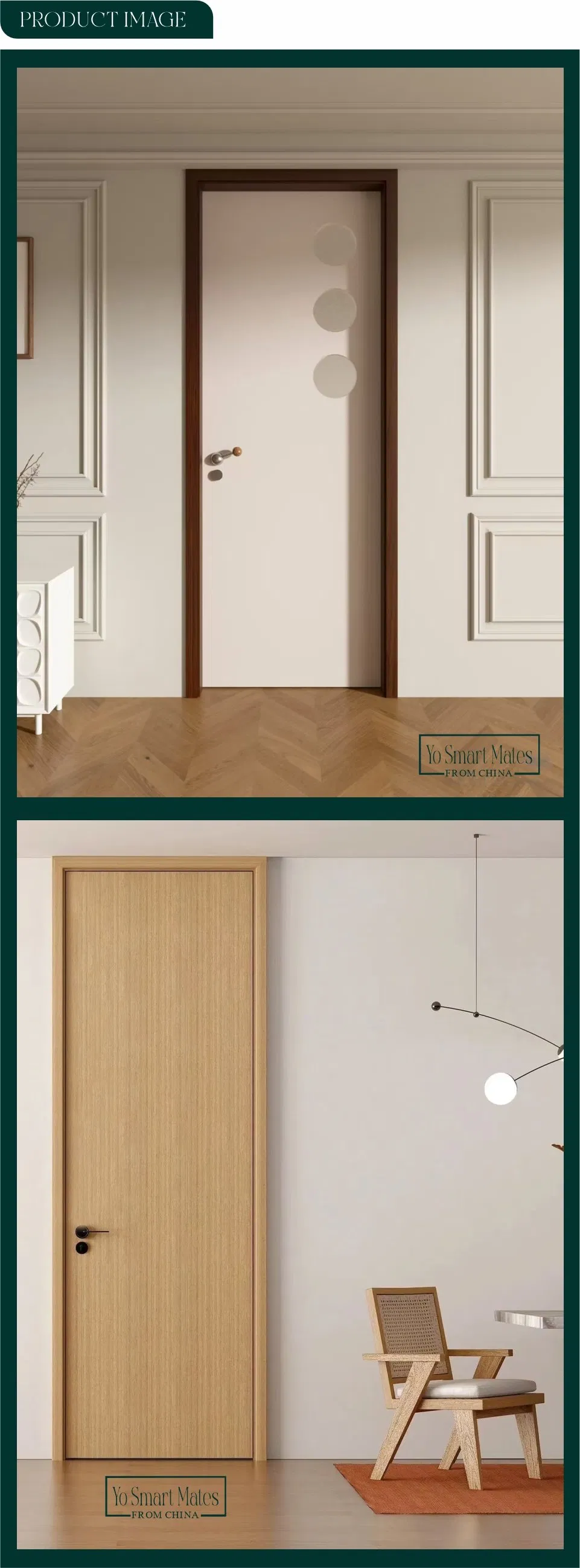 CE ISO Certified Zero Formaldehyde Soundproof Solid Wood Interior Door for Villa Hotel Hospital Projects