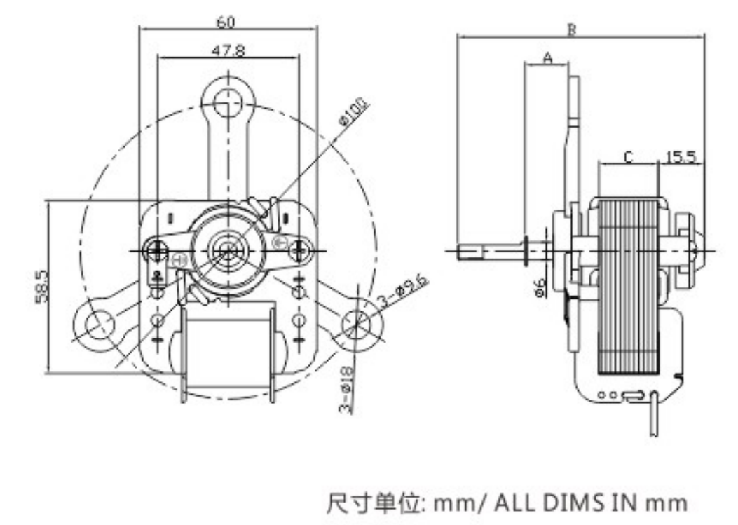 Sleeve Bearing Air Fryer Motor 120V 60HZ Customized Shaft