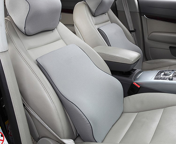 Soft Back Massage Memory Foam Cushion Pads Lumbar Support Linen Cover