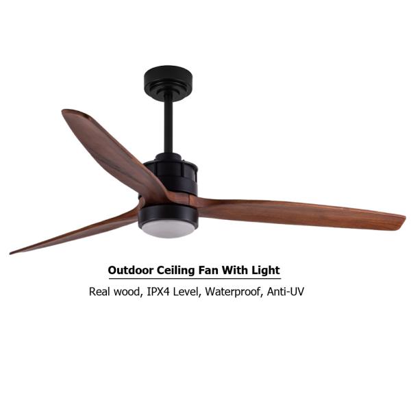 42 Inch 52 Inch Modern DC Motor Remote Control Solid Wood Blade Led Ceiling Fan