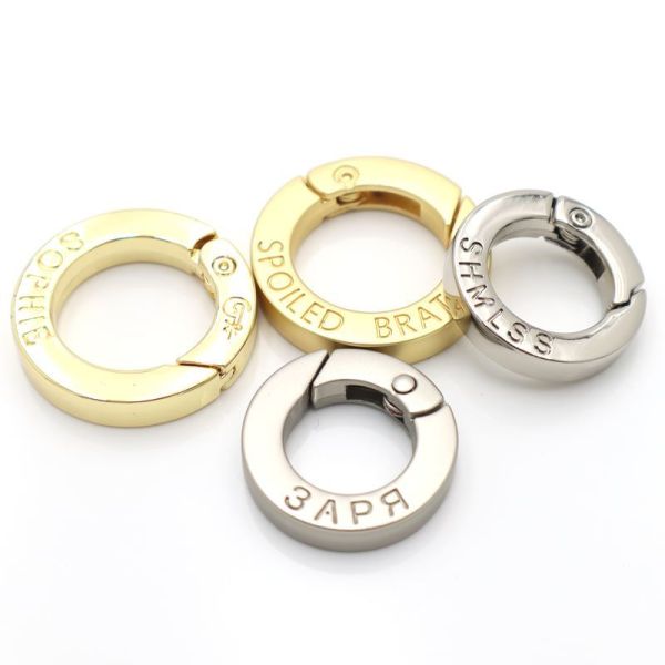 38mm round spring o ring with charm loop zinc alloy custom openable charm clasp