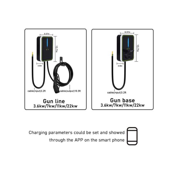 3.6KW / 7KW / 11KW / 22KW Home Ev Wallbox Charger With APP For Electric Car