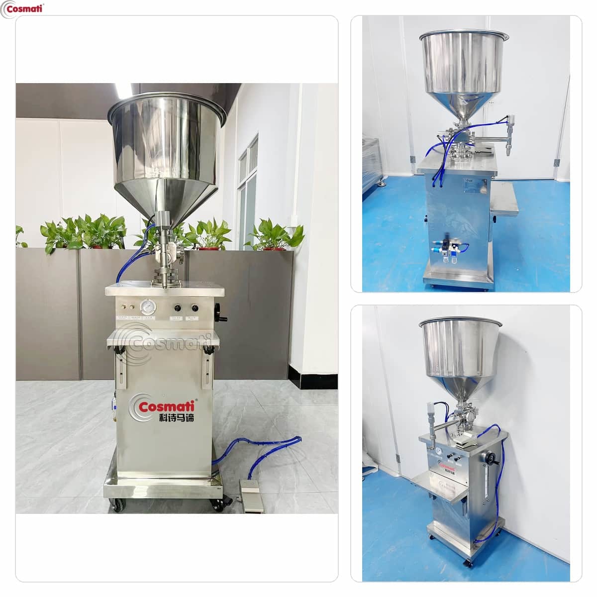 Pneumatic Paste Filling Machine Semi Automatic Cream Lotion High Viscosity Filler
