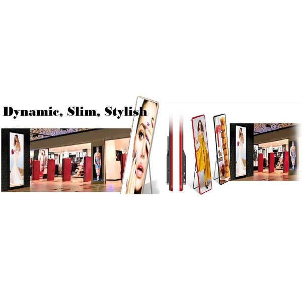 Lightweight P2.5mm Indoor LED Poster Digital Display Screen Poster Standing Thickness