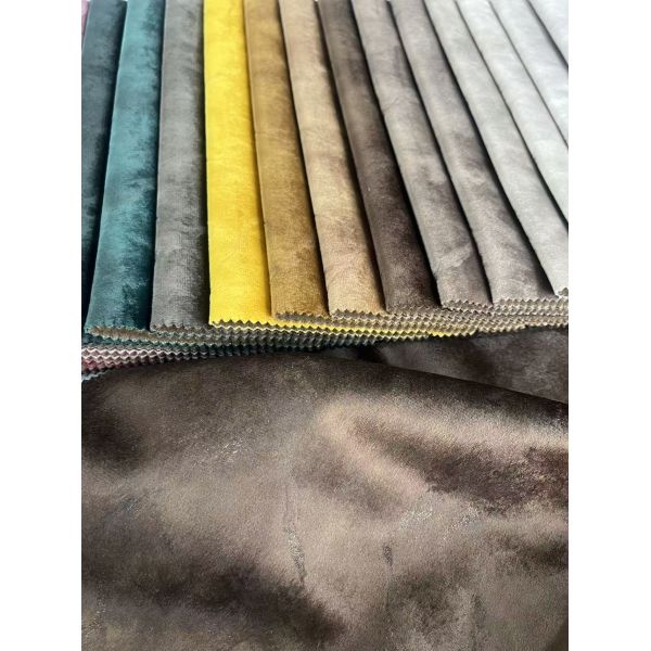 100%polyester knitted velvet sofa fabric with golden bronzing hometextile fabric for home decoration