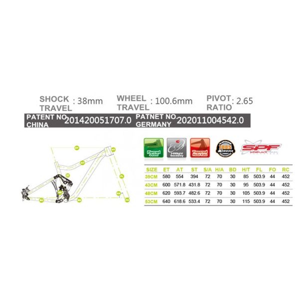 29er Xc/Trail Алюминиевый каркас с полной подвеской Горный велосипед/Mtb Каркас AL7005