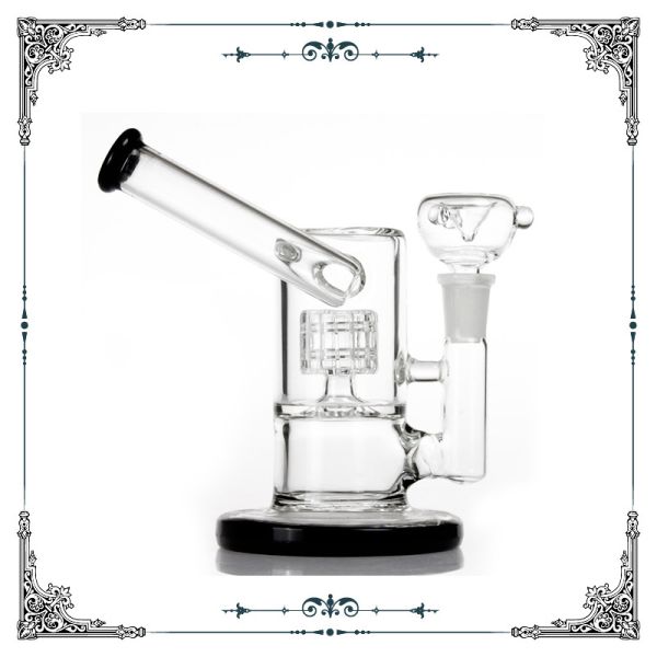 6 Inches Matrix Perc Bubbler Hookah Smoking Water Pipe Heady Black