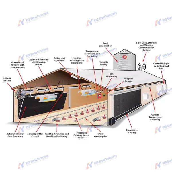Prefabricated Steel Poultry House with 10 Year Warranty, Customizable Design & Zn-Al-Mg Coating
