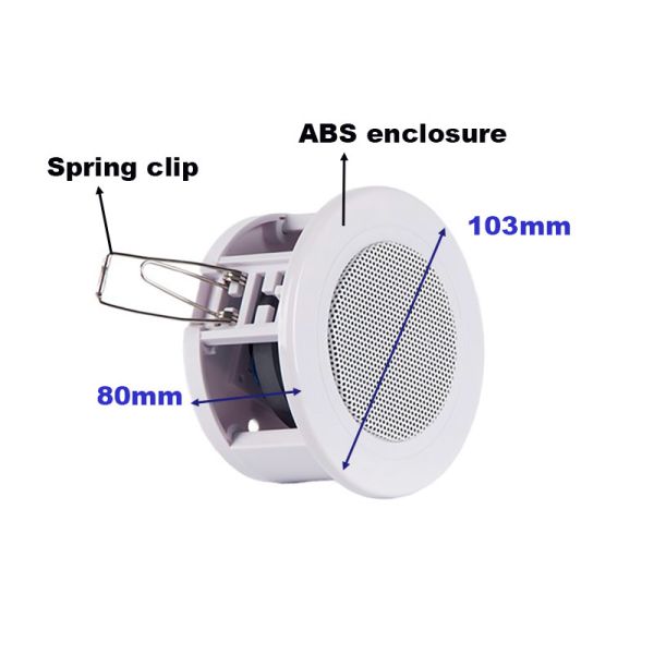 3 Inch 6W Ceiling Speaker OEM ODM ABS Waterproof Aluminum Grille Loudspeaker
