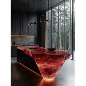 Luxury Glass-like Epoxy Resin Kitchen Island Table Countertop Creative Transparent Glowing Crystal Table for Office Home