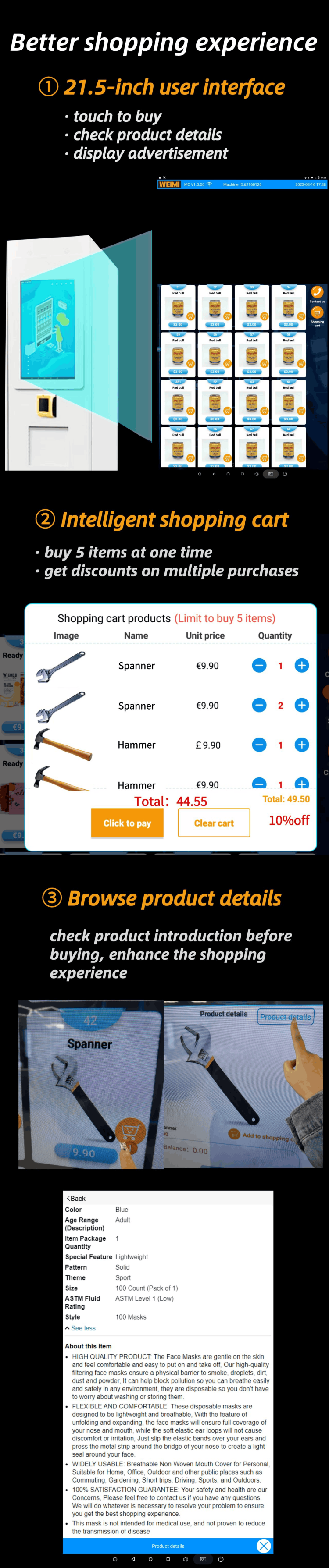 Vendeuse automatique de casiers intelligents pour les produits agricoles