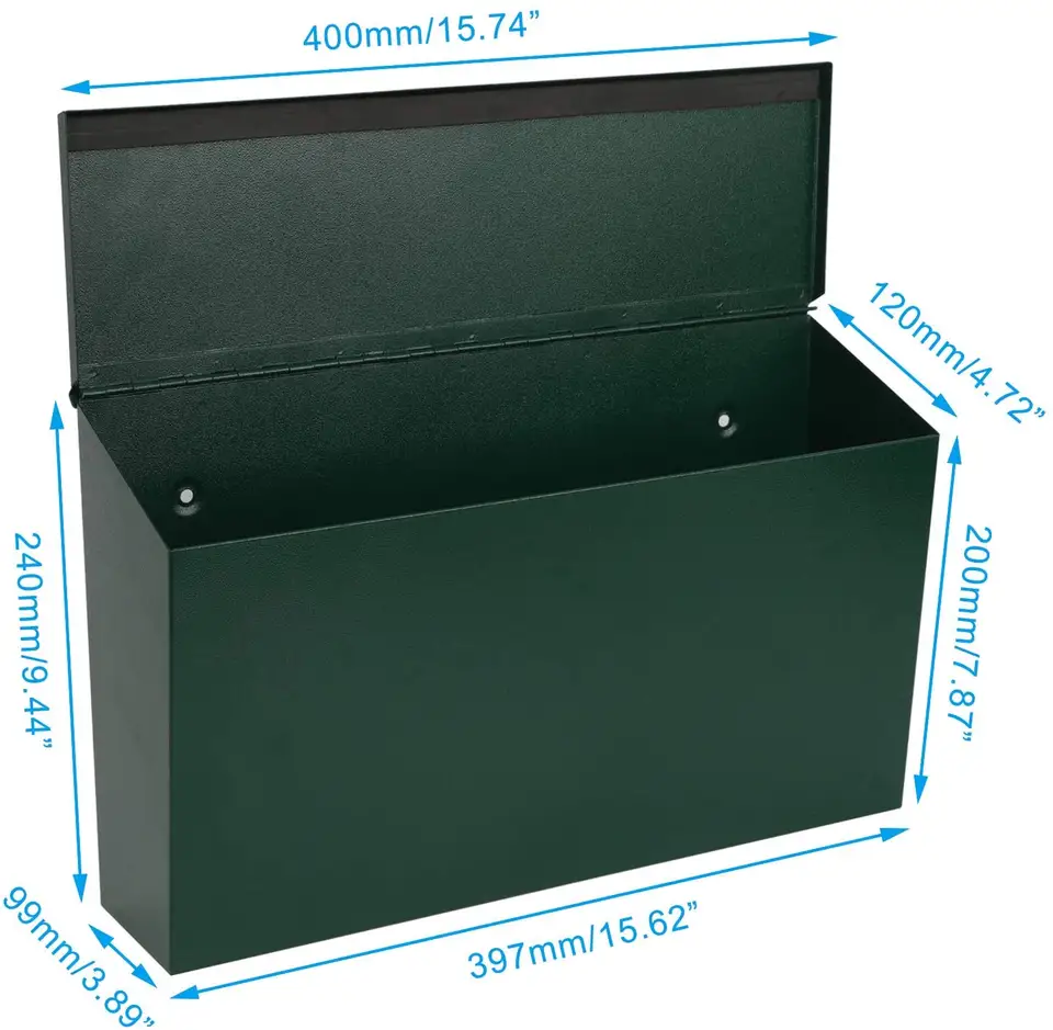 Внешний современный дизайн Большой настенный почтовый ящик Металлический почтовый ящик Толщина 0,8 мм