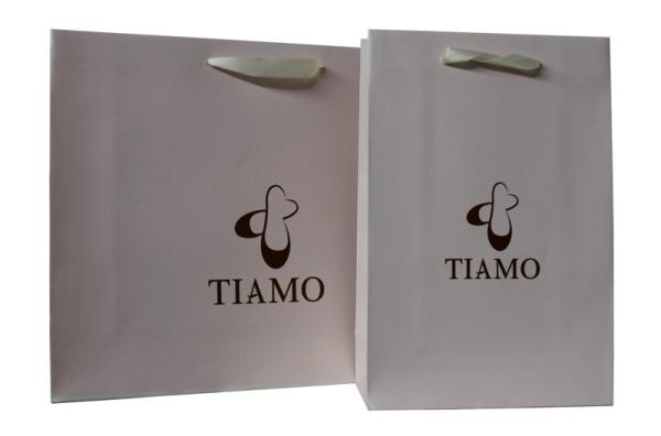 Cute Tiamo Pink Paper Carrier Bag Ribbion Handle For Packing Lady Shoes