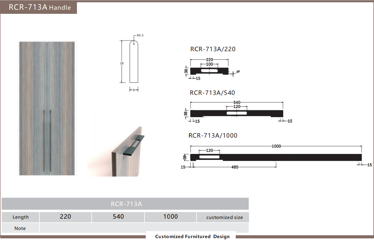 Кухни мебели размера RCR 713 ручки шкафа изготовленной на заказ алюминиевые