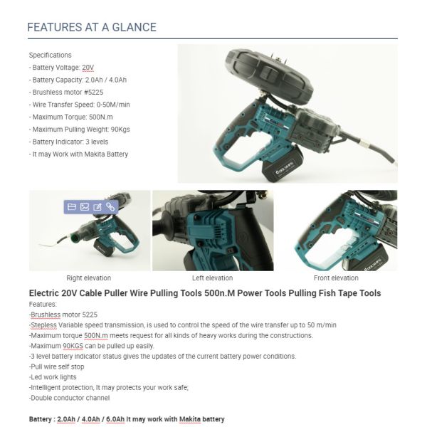 20Volt Electric Power Tools 90kgs 500n.M Electric Power Tools