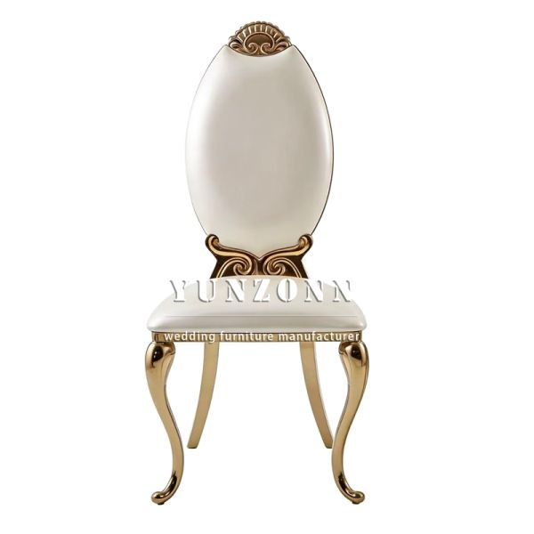 Furniture Factory Direct Sales of Stainless Steel Gold-plated Classic-style High-back Chairs Suitable for Weddings and Banquets