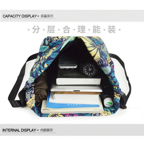 Easy Carrying Drawstring Gym Backpack , Waterproof Sports Backpack Leaf Blade Pattern