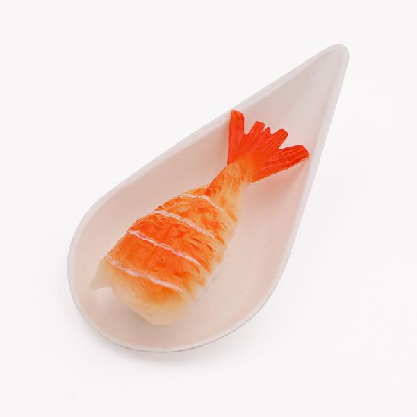 Degradable spoon shape sugarcane cake tray dish disposable bagasse paper fruit tray food plate