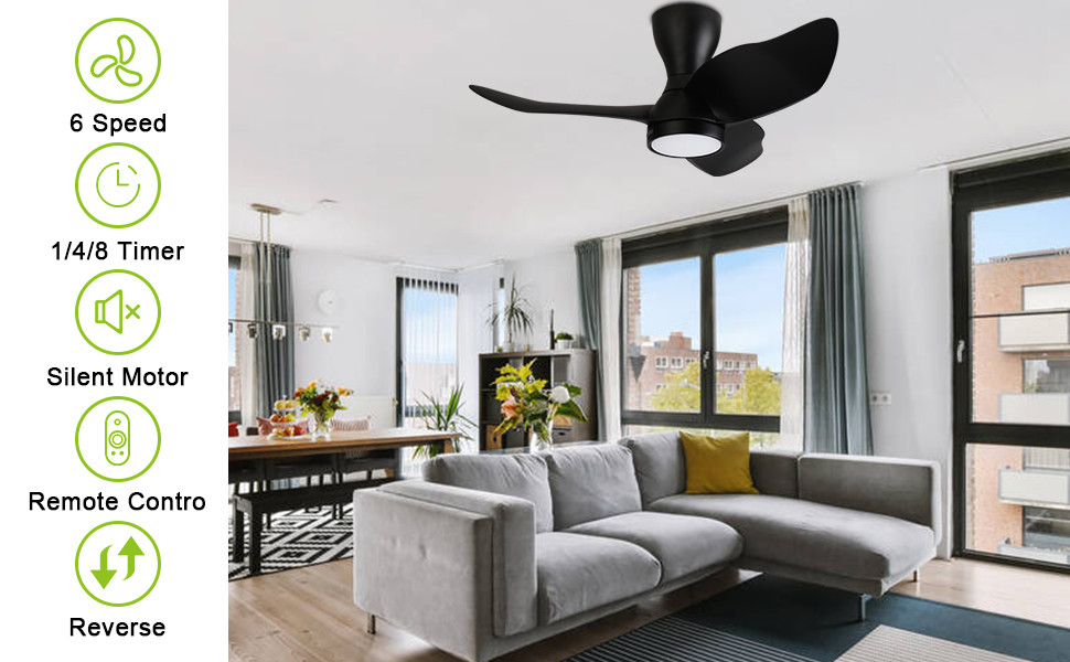 Stylish 36 Inch DC Motor Ceiling Fan with Smart Control and Alexa / Google Assistant Compatible