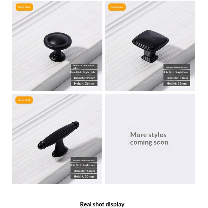 Gold Black Single-Hole Aluminum Alloy Light Luxury Nordic Modern American-Style Furniture Handle for Cabinet Wardrobe Drawer