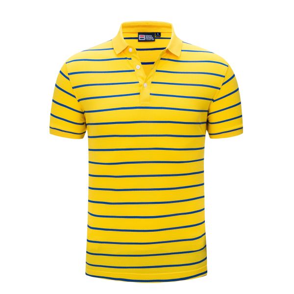Short Sleeve Striped 100% Polyester Polo T Shirt Fabric Weight 240gsm
