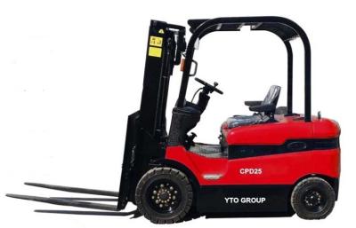 YTO 2.5ton Logistics Machinery Battery Powered Forklift With 5m Lifting Height