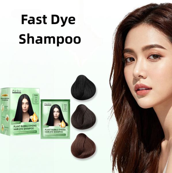 Plant Hair Dye Shampoo Raw Material Black Hair Dye Gray Coverage OEM Organic Hair Colour  Shampoo OEM